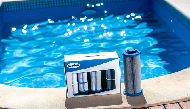 alt_text: Svadon cartridge pool filters ensure crystal-clear water for your inground pool. Easy maintenance!