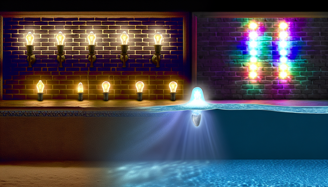 alt_text: Illuminate your pool with Svadon's vibrant LED lights for a dazzling, safe nighttime swim.