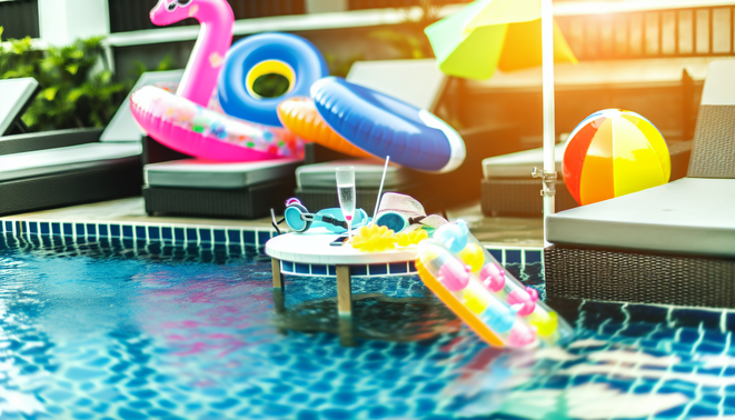 alt_text: Dive into summer fun with Svadon’s vibrant pool accessories—inflatable toys and floaties!
