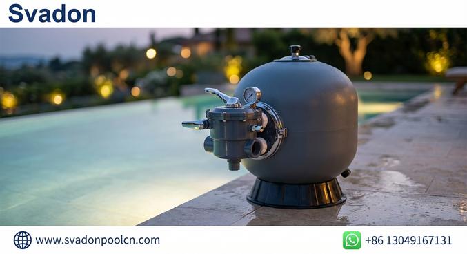 alt_text: Svadon high-performance sand pool filters for clean, clear swimming pool water.